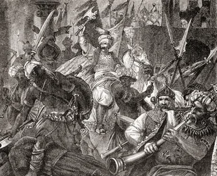The Battle of Alcacer Quibir, 1578, from Ward and Locks Illustrated History of the World, pub. c.1882